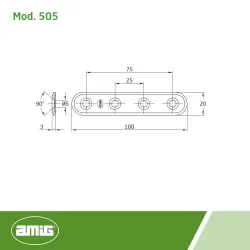 Łącznik płaski stalowy 100x20mm żółty ocynk mod. 505