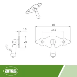 Uchwyt meblowy złoto antyczne kołatka 80x28mm mod. 1004 EAN