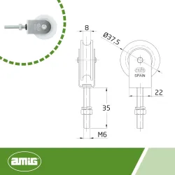 Bloczek do linek śruba M6-40mm plastikowe kółko mod.101
