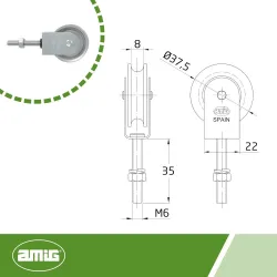 Bloczek do linek śruba M4-40 metalowe kółko mod.103