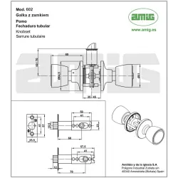 Gałka z zamkiem do łazienki inox mod.602