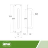 Pochwyt drzwiowy na prostokątnym szyldzie inox 200x19mm mod. 8
