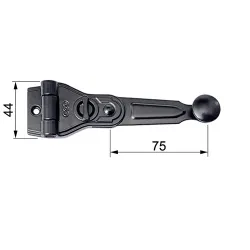 Zamknięcie okiennicy Ramię 75mm 180st.    4mm czarne