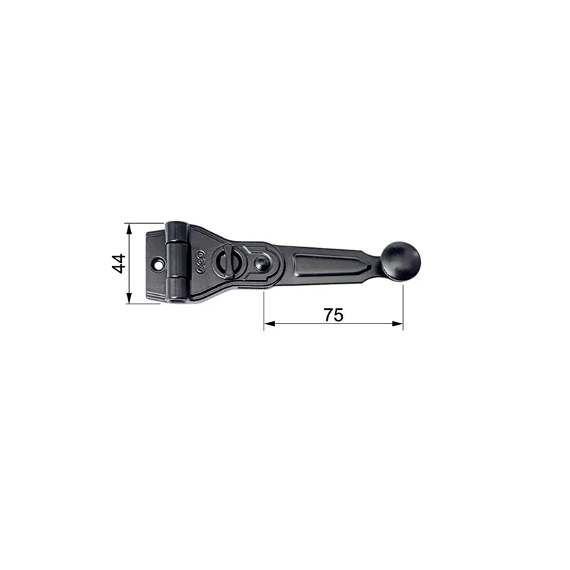 Zamknięcie okiennicy Ramię 75mm 180st.    4mm czarne