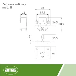 Zatrzask rolkowy cynkowany nylonowe rolki mod.11