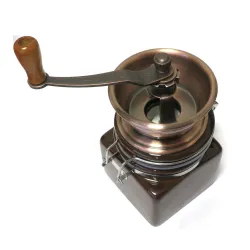 Młynek do kawy ręczny miedziany ceramika 8x8,5x18cm