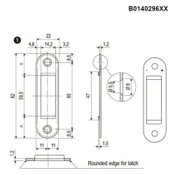 Zaczep regulowany 22x82x1,2mm mosiądz mat mod. EASY-FIX