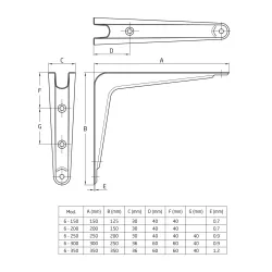 Wspornik półki stalowy czarny 350x300mm mod. 6