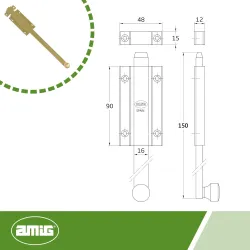 Zasuwa mosiężna 150mm mosiądz satyna mod. 3700