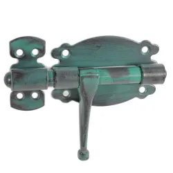 Zasuwka stalowa 80x45mm zieleń antyczna mod. 484