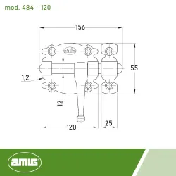 Zasuwka stalowa 120x55mm czarna mod. 484