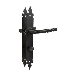 Klamka czarna do WC +pokrętło, szyld 270x36mm mod.106PW72