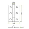 Zawias drzwiowy 76x50x2mm chromowany 2szt.