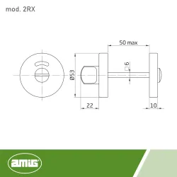Szyld WC okrągły 53mm inox rozeta łazienkowa z pokrętłem mod. 2RX