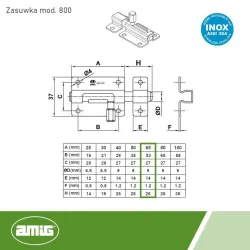 Zasuwka 800-65 INOX DIS