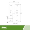 Zawias do drzwi 140x80mm stal nierdzewna INOX LEWY (pl) mod. 429