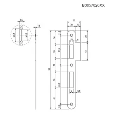 Zaczep z najazdem 20x188mm chrom mat płetwa 12mm PATENT Piccola