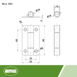 Zawias 650-90x52x2 Inox