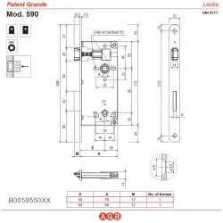 Zamek drzwiowy łazienkowy 90/50 F22 mosiądzowany PATENT GRANDE