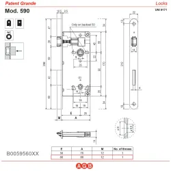 Zamek drzwiowy łazienkowy 90/60 F22 niklowany PATENT GRANDE