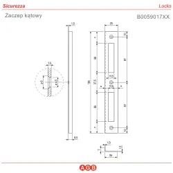 Zaczep kątowy 194x25x8,5mm niklowany do zamka mod. SICUREZZA