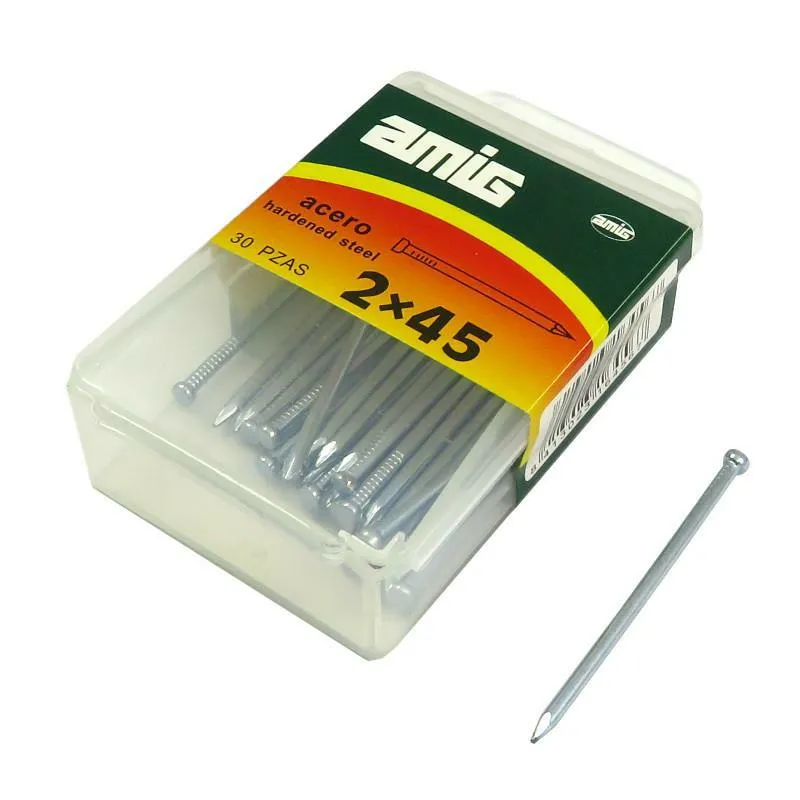 Gwoździe do betonu 2x45mm płaski łeb stalowy cynkowane 30 sztuk
