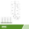 Zawias do drzwi 120x80mm mosiądz chrom mat rozłączny LEWY (pl) mod. 1007