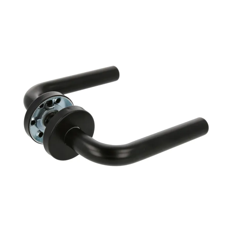 Klamka czarna INOX rozeta okrągła mod. 4RX