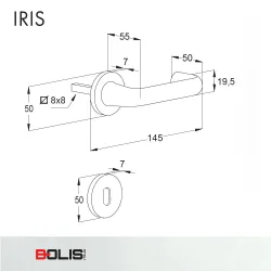 Klamka z rozetami na klucz plastik czarna tzw. bezpieczna mod. IRIS