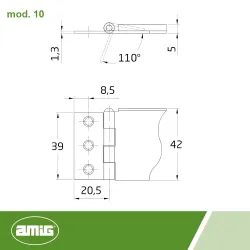 Zawias mod.10 Prawy mosiądzowany