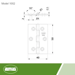 Zawias mosiężny lakierowany 50x40mm splatany mod. 1002