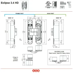 Zawias ukryty ECLIPSE 3.4 HD wzmocniony chrom mat