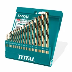 Wiertła do metalu HSS 1-10mm 19elementów w pudełku mod. TACSD0195 TOTAL