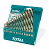 Wiertła do metalu HSS 1-10mm 19elementów w pudełku mod. TACSD0195 TOTAL