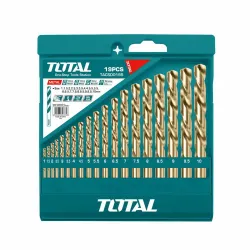 Wiertła do metalu HSS 1-10mm 19elementów w pudełku mod. TACSD0195 TOTAL