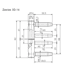 Zawias AGB 3D-14 regul. brązowy
